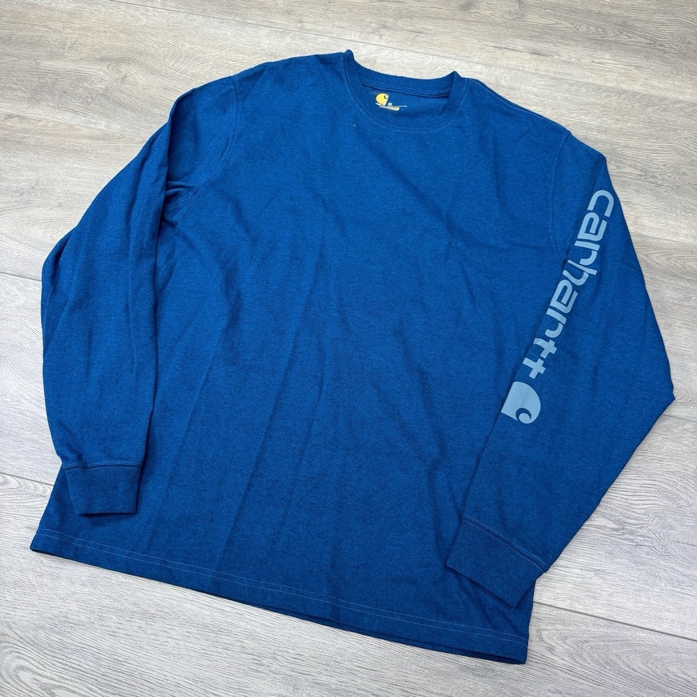 Carhartt Blue L/S Crewneck T Shirt Men's Sz‎ M Original Casual Workwear